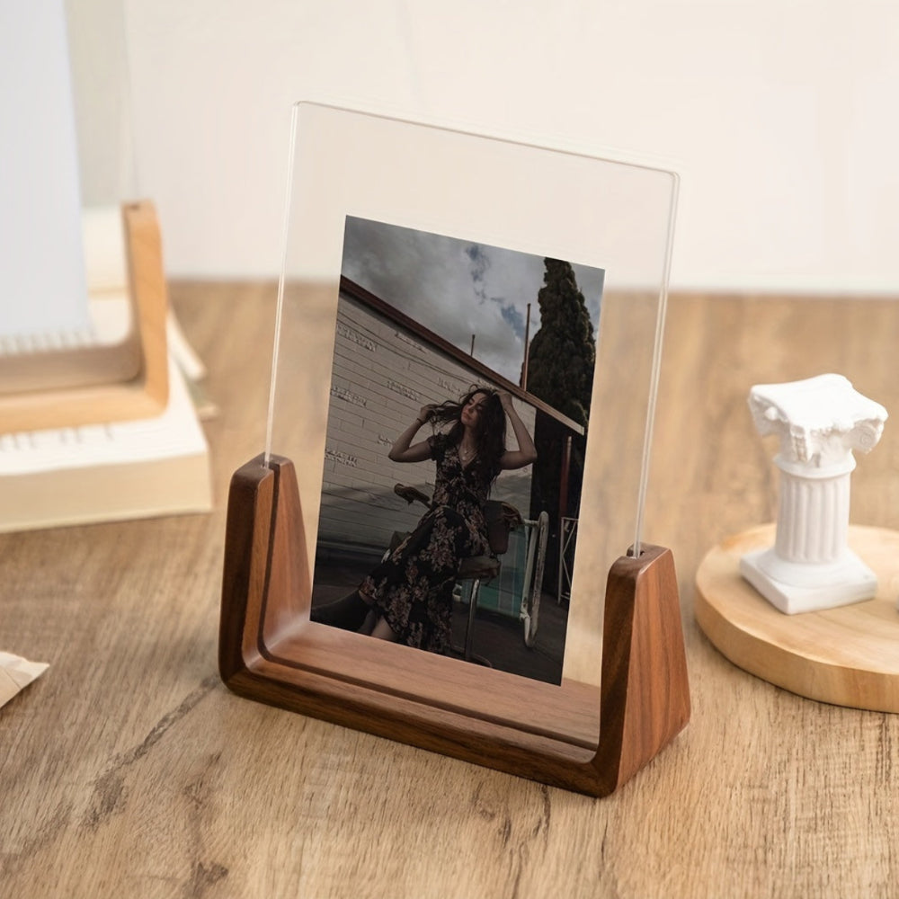 Akryl fotoramme på solid trebordstativ