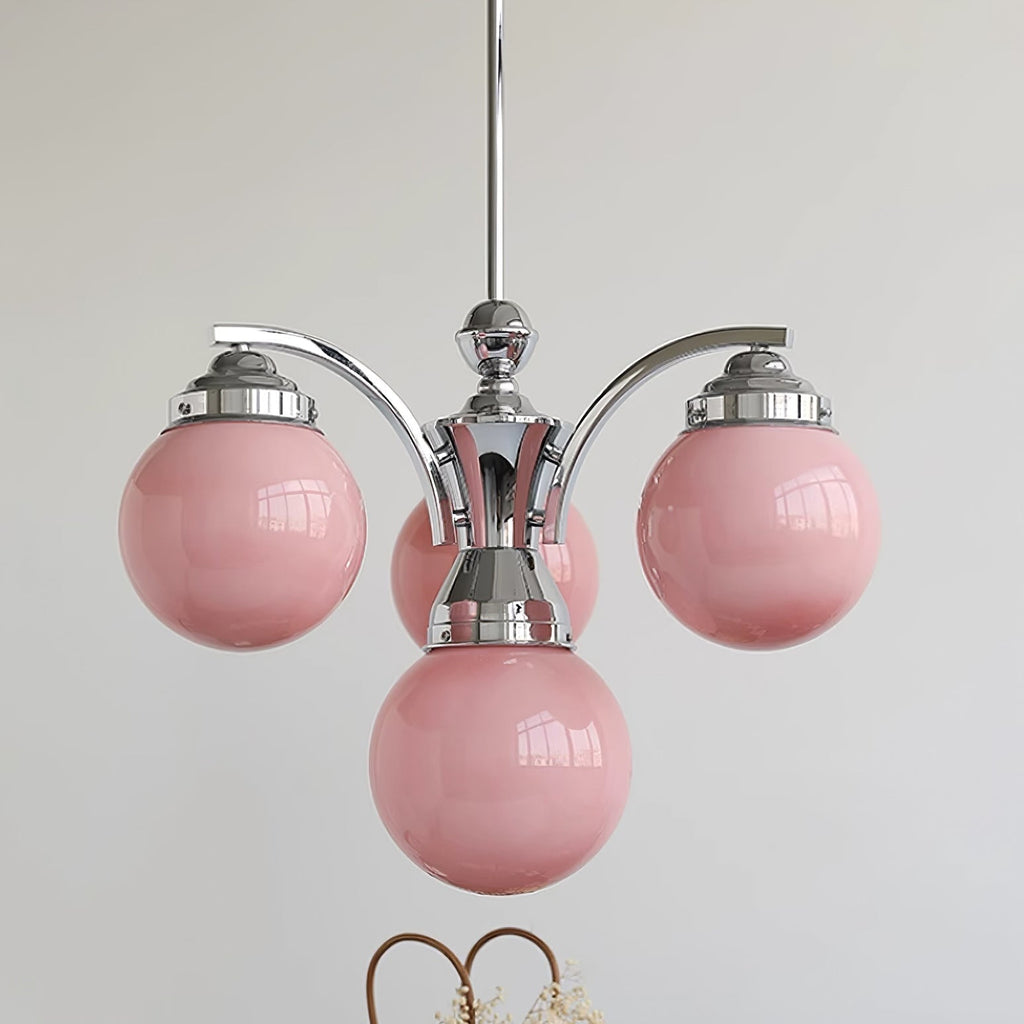 Asteria pink og hvid rund lysekrone til elegant stemning | Snurv