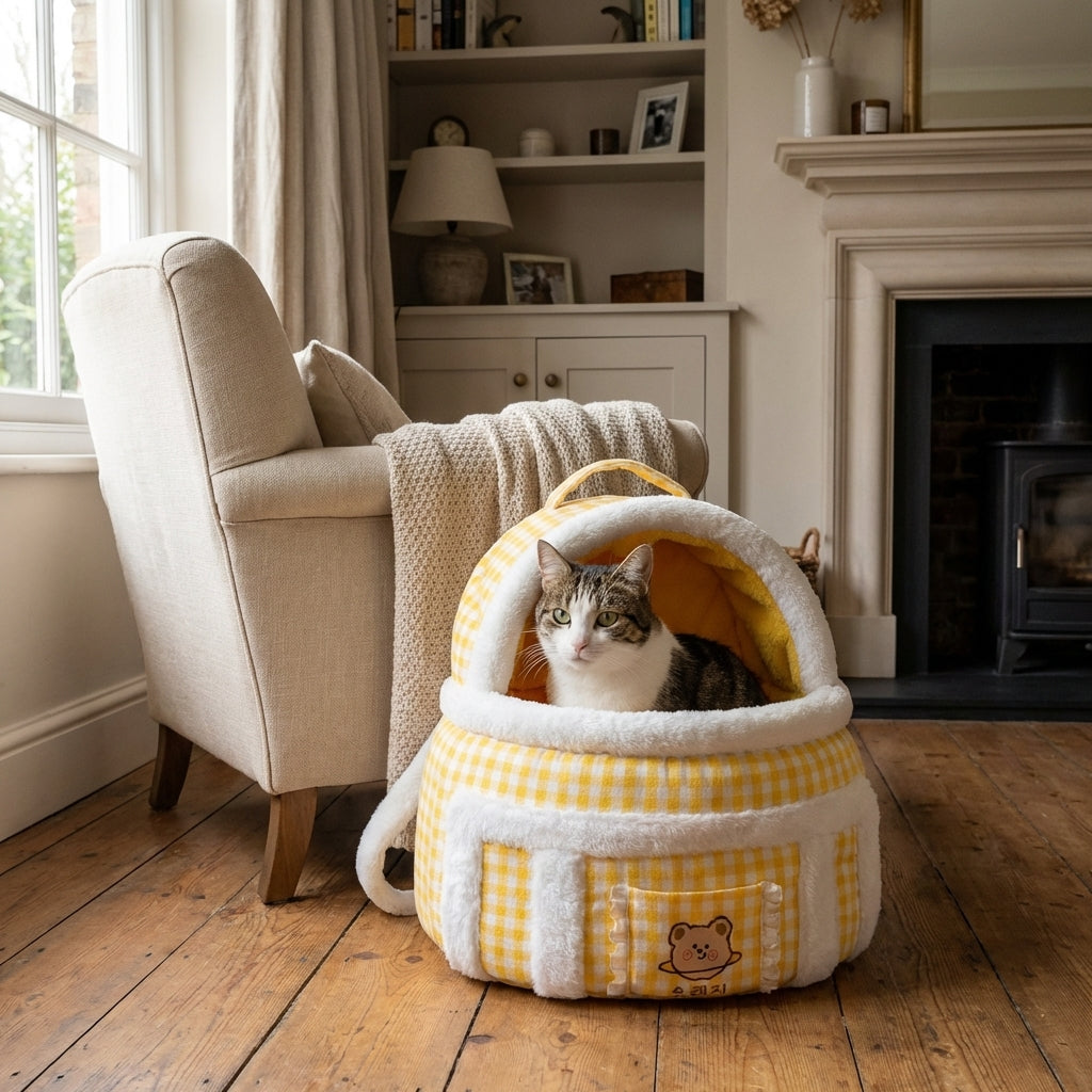 Plush Cat Carrier Bag With Dome Opening And Fleece Lining M And L Sizes | Rosalyssa