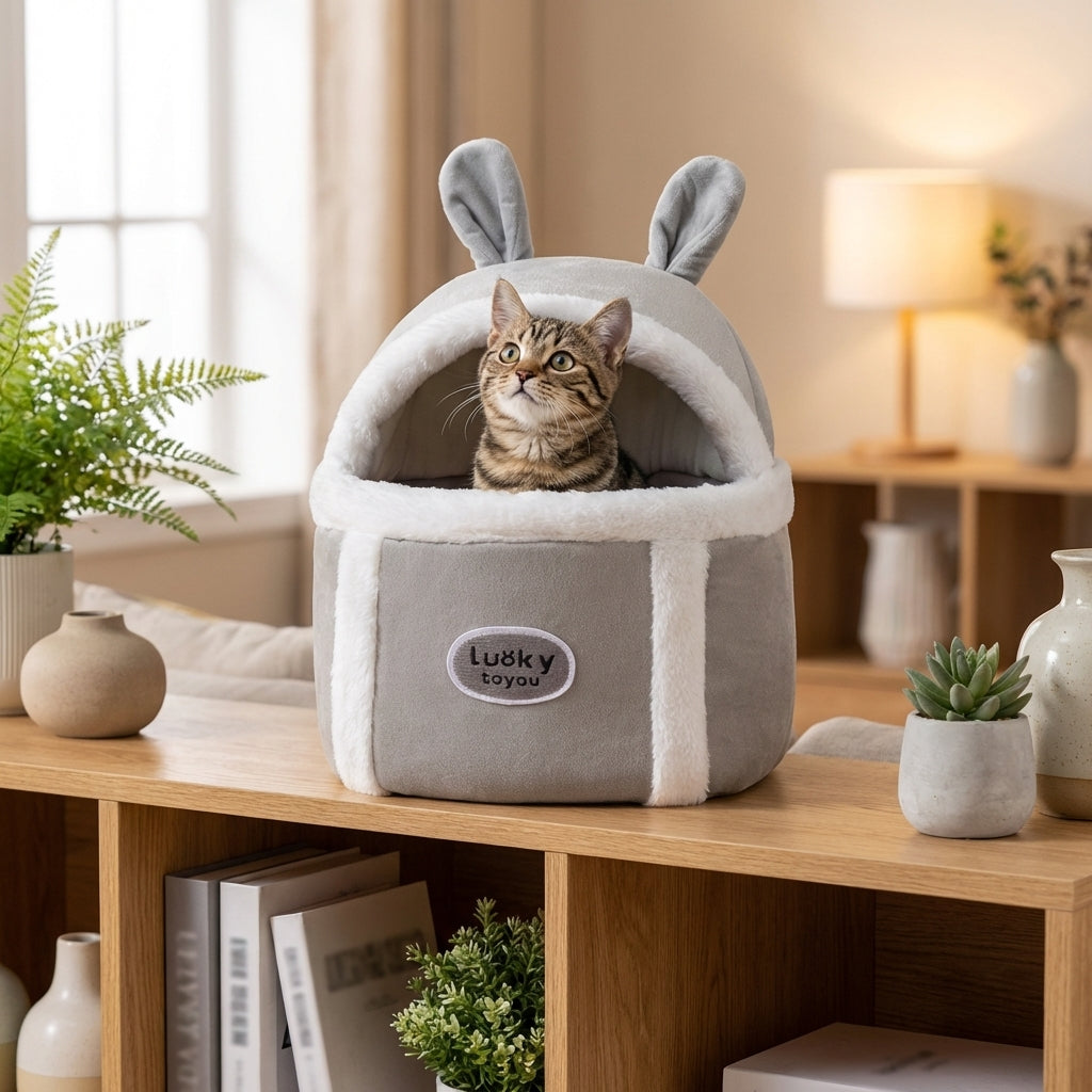 Plush Cat Carrier Bag With Dome Opening And Fleece Lining M And L Sizes | Rosalyssa