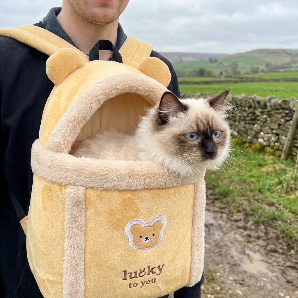 Plush Cat Carrier Bag With Dome Opening And Fleece Lining M And L Sizes | Rosalyssa