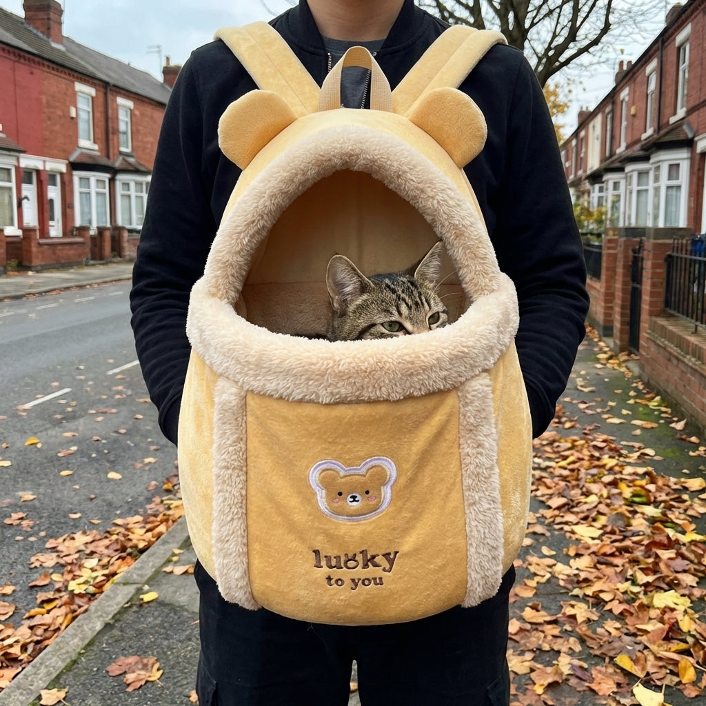 Plush Cat Carrier Bag With Dome Opening And Fleece Lining M And L Sizes | Rosalyssa