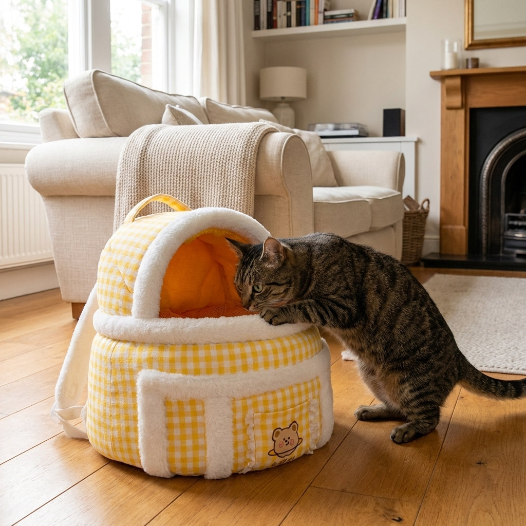 Plush Cat Carrier Bag With Dome Opening And Fleece Lining M And L Sizes | Rosalyssa