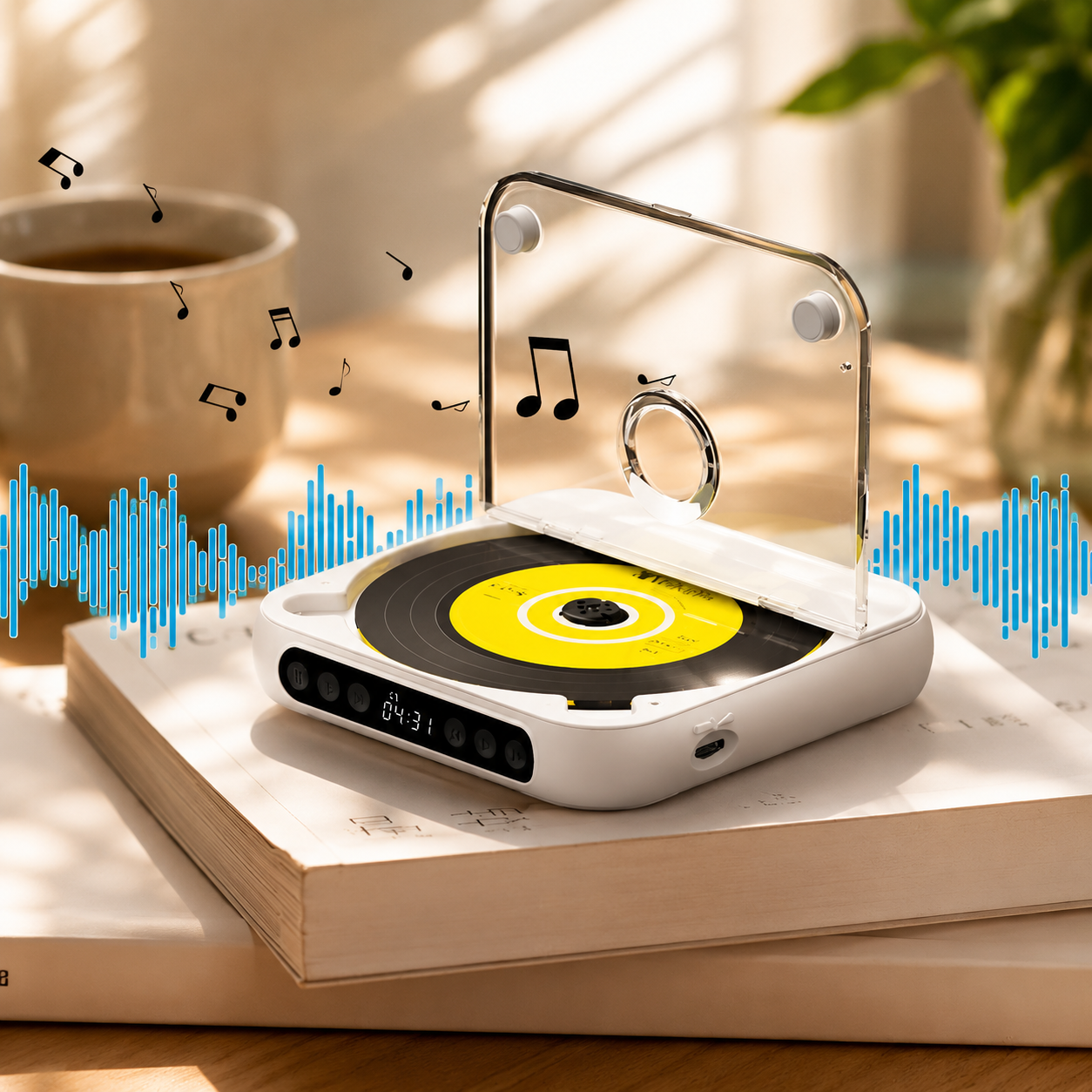 Bluetooth Portable CD Player With Anti Skip And Headphone Jack