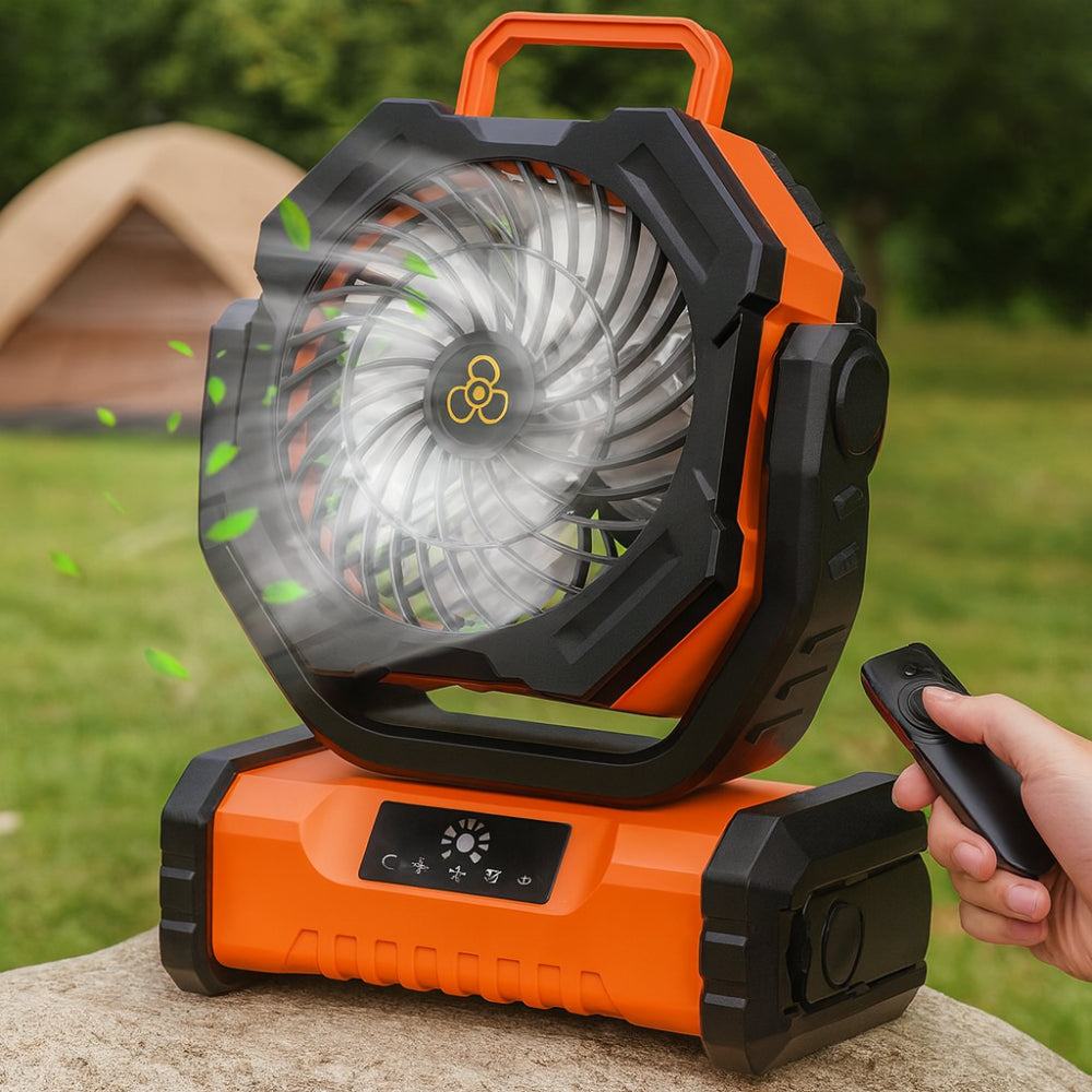 Přenosný nabíjecí ventilátor s oscilací a dálkovým ovládáním pro kempování