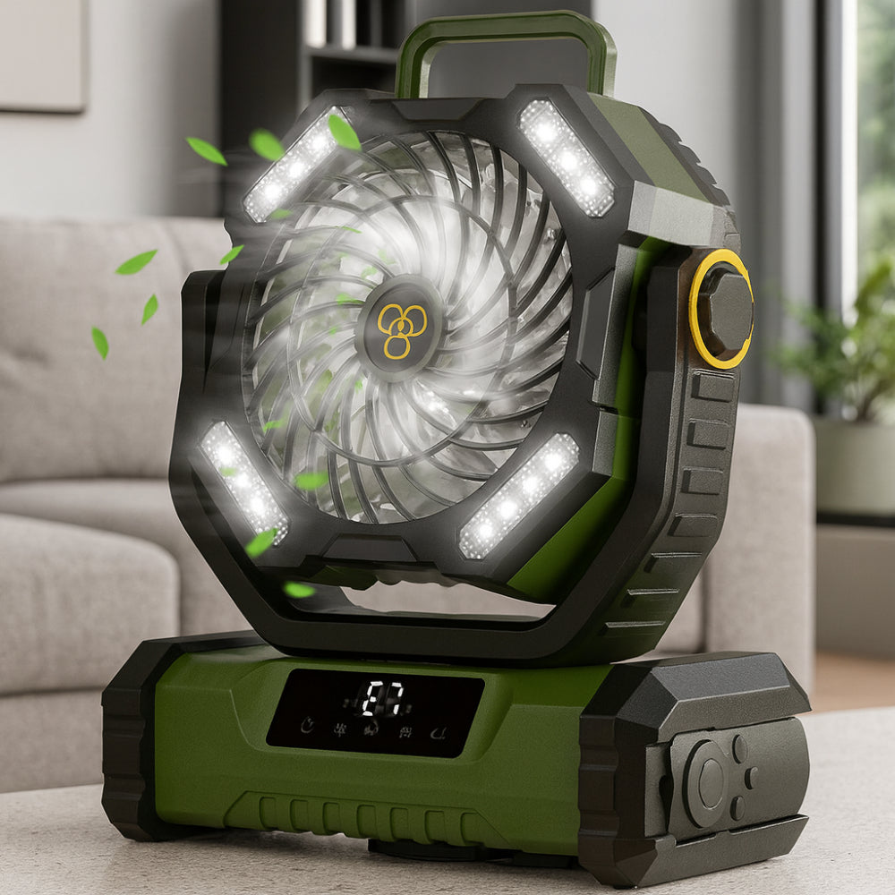 Přenosný nabíjecí ventilátor s oscilací a dálkovým ovládáním pro kempování