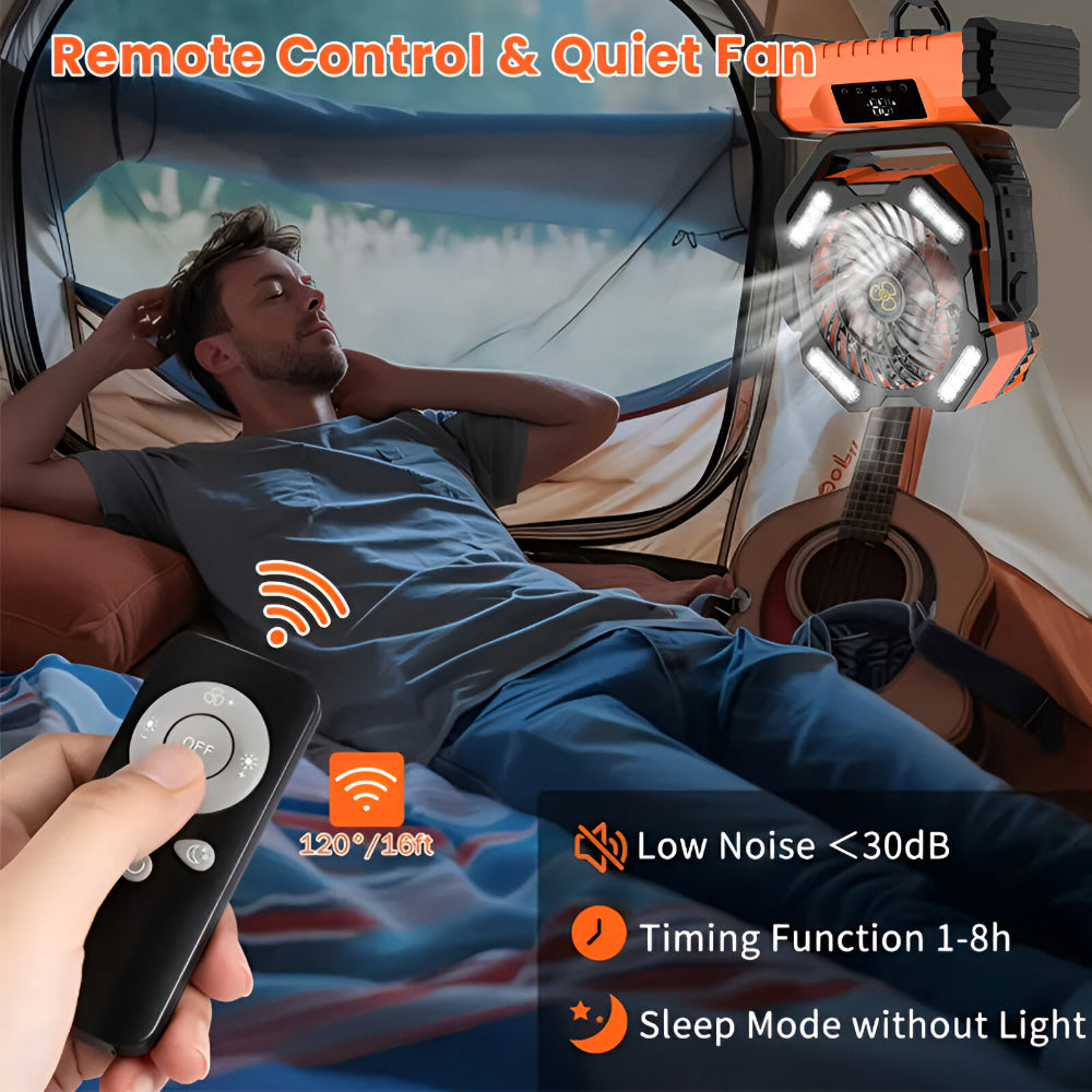 Přenosný nabíjecí ventilátor s oscilací a dálkovým ovládáním pro kempování