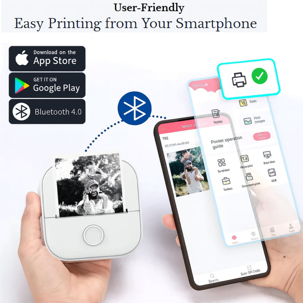 Portable Bluetooth Thermal Printer For Photos And Labels