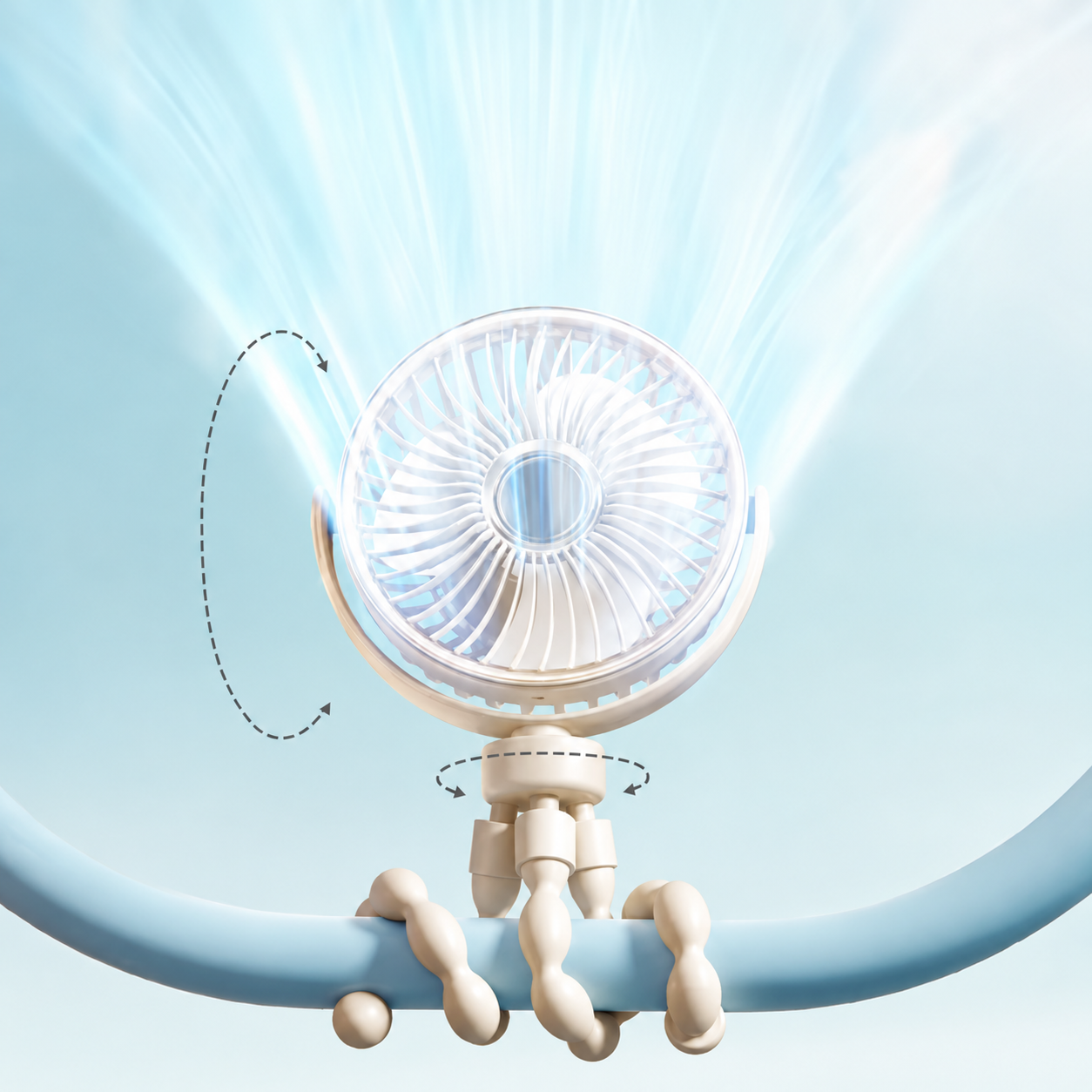 Foldable Clip On Battery Powered Fan Portable And Adjustable