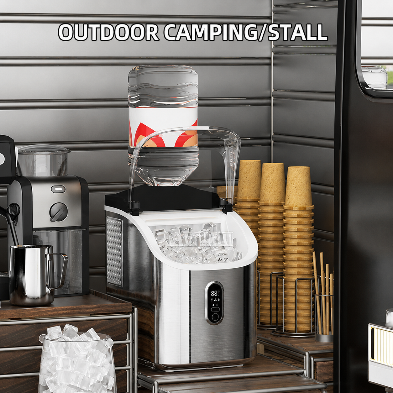 Compact Ice Maker For Countertop With Self Cleaning