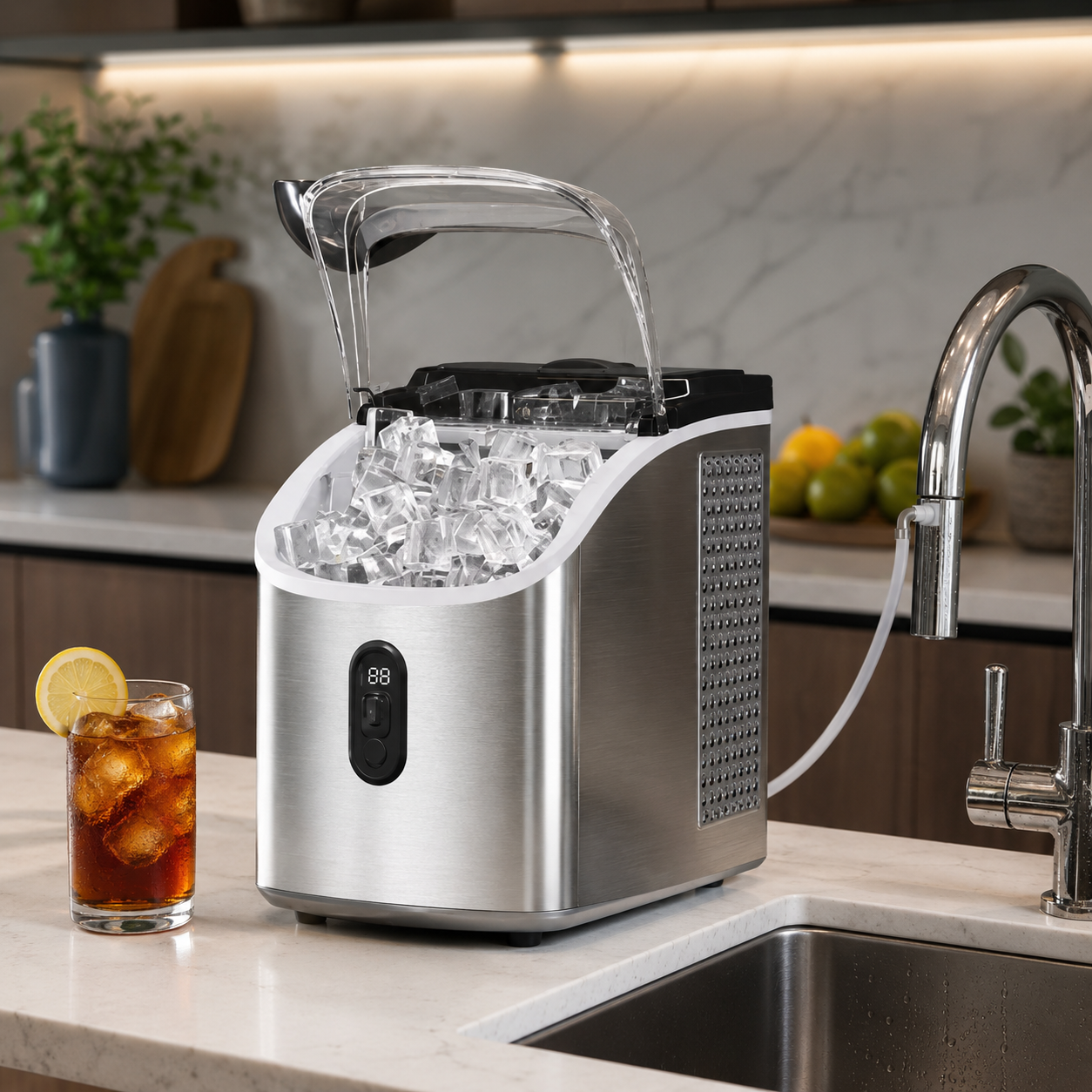 Compact Ice Maker For Countertop With Self Cleaning