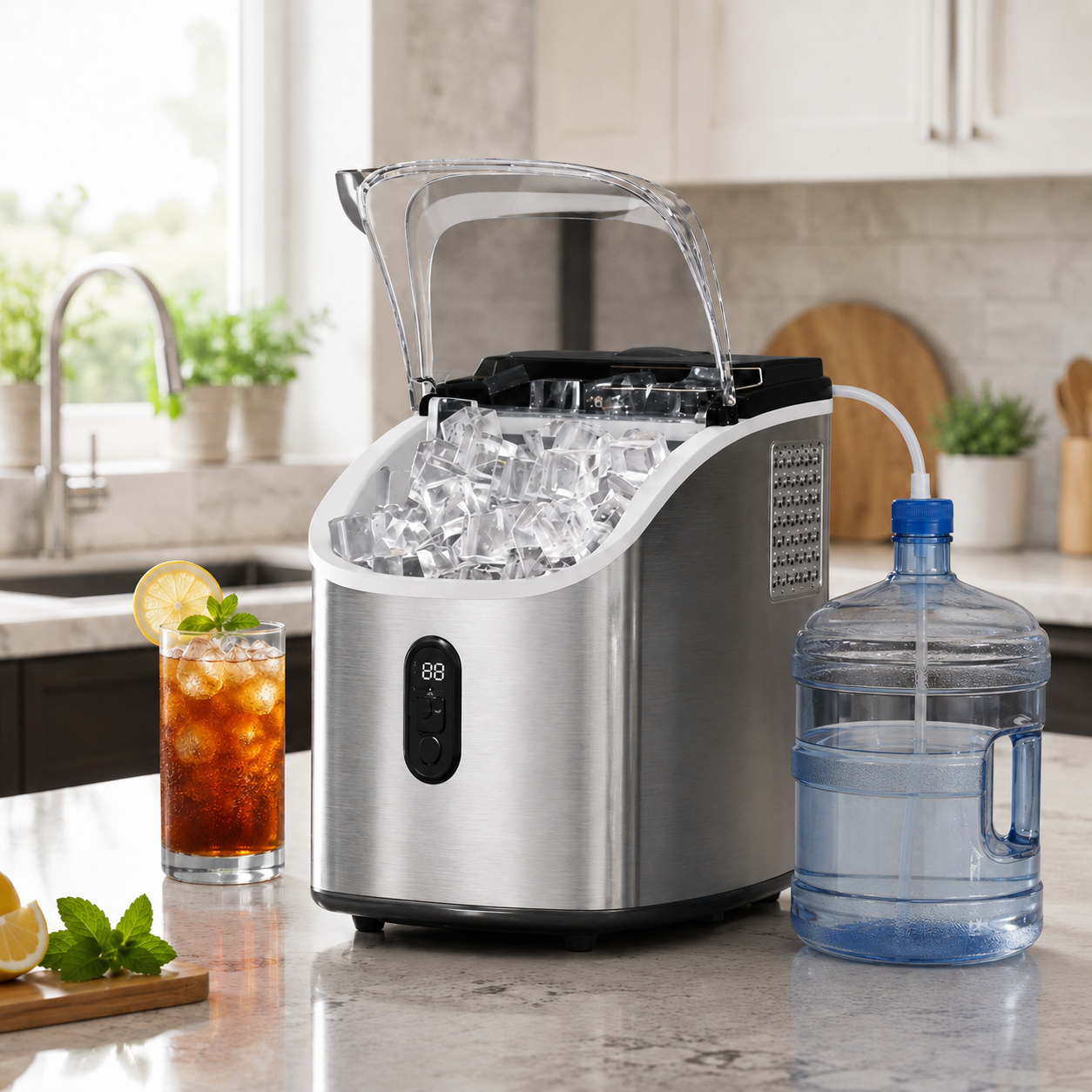 Compact Ice Maker For Countertop With Self Cleaning
