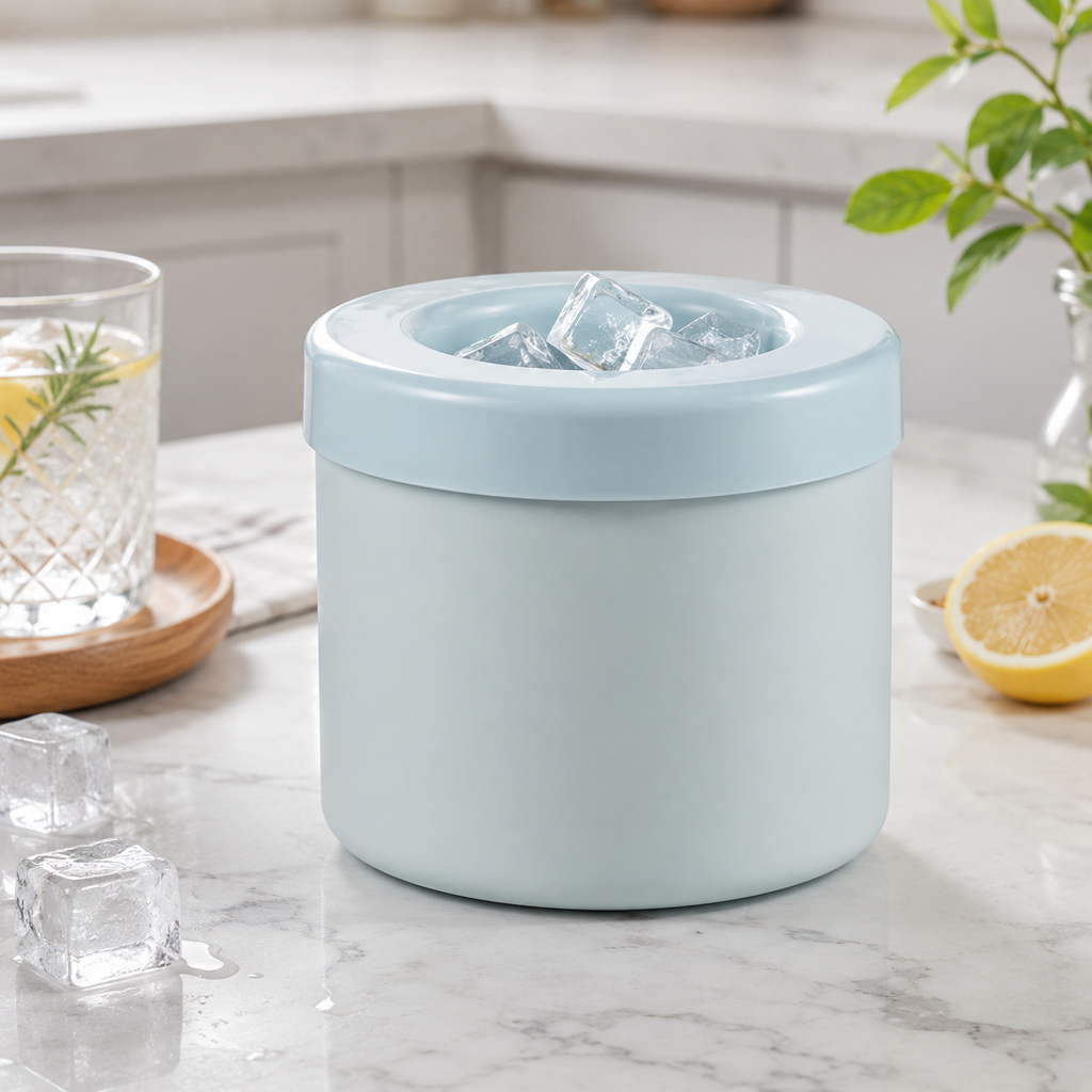 Compact Portable Ice Cube Tray With Lid For Stackable Cubes