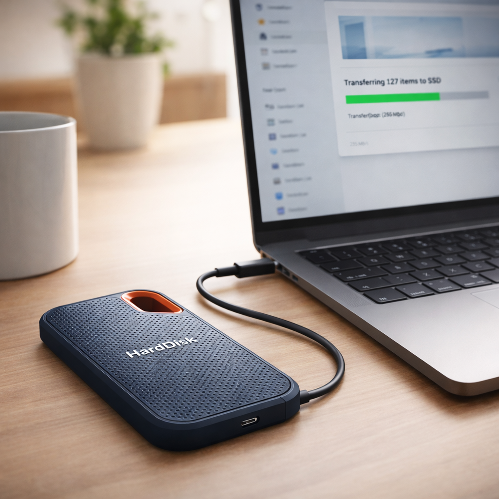 Kompaktní přenosný externí SSD disk USB C pro ukládání dat