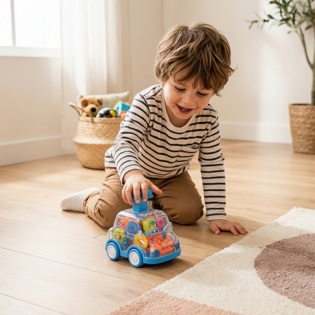 Mécanisme d'engrenage à pousser et avancer Voitures jouets éducatives colorées pour enfants