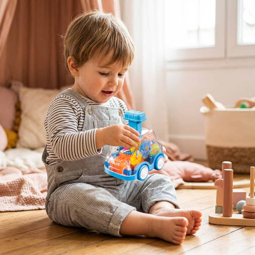 Mécanisme d'engrenage à pousser et avancer Voitures jouets éducatives colorées pour enfants