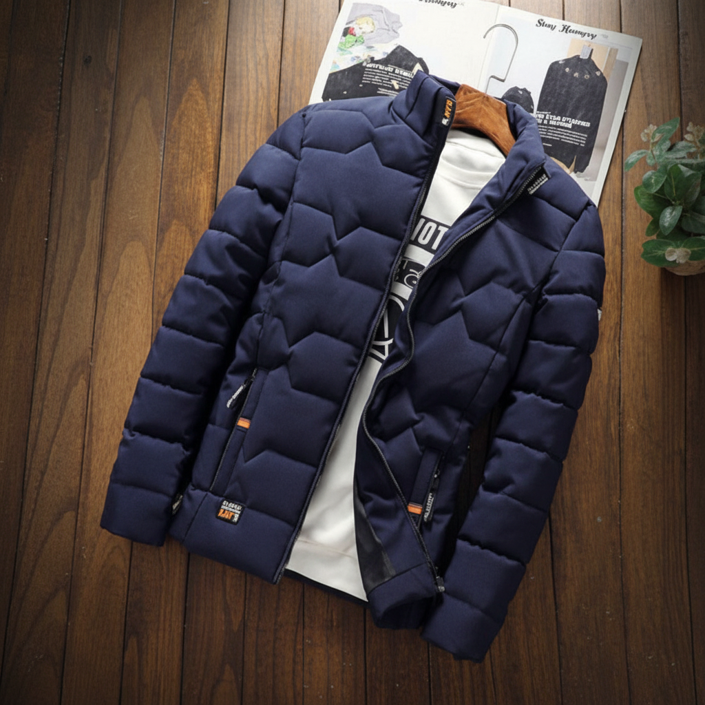 Men's Quilted Jacket With Zipper Pockets For Everyday Wear