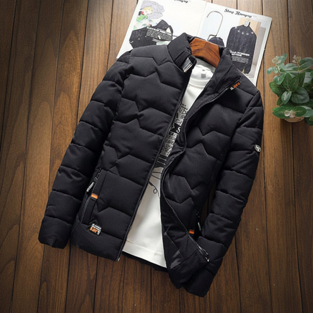 Men's Quilted Jacket With Zipper Pockets For Everyday Wear
