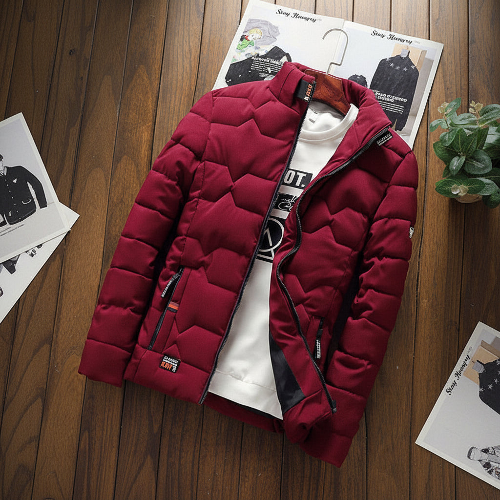Men's Quilted Jacket With Zipper Pockets For Everyday Wear