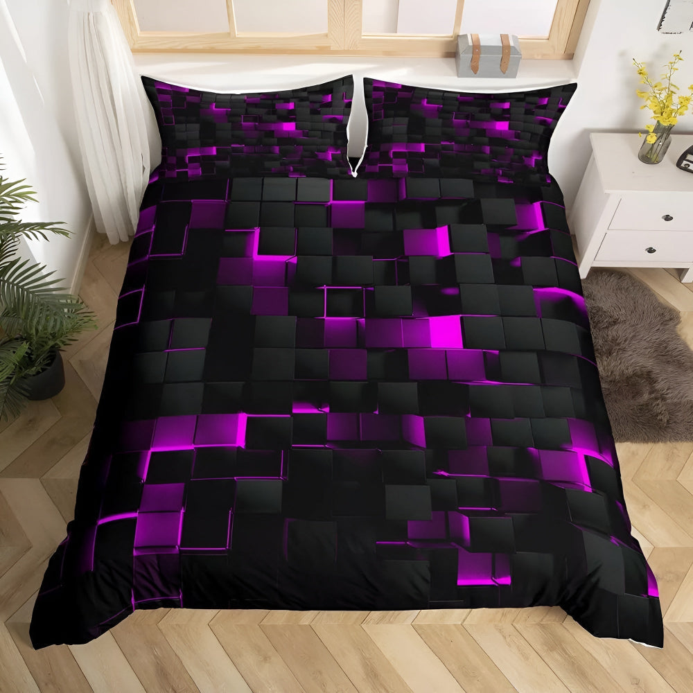 Sada povlečení s neonovou 3D mřížkou pro moderní dekoraci ložnice