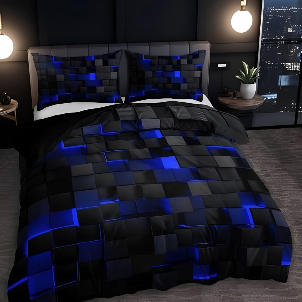 Sada povlečení s neonovou 3D mřížkou pro moderní dekoraci ložnice