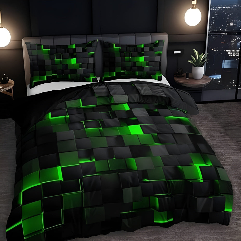 Sada povlečení s neonovou 3D mřížkou pro moderní dekoraci ložnice