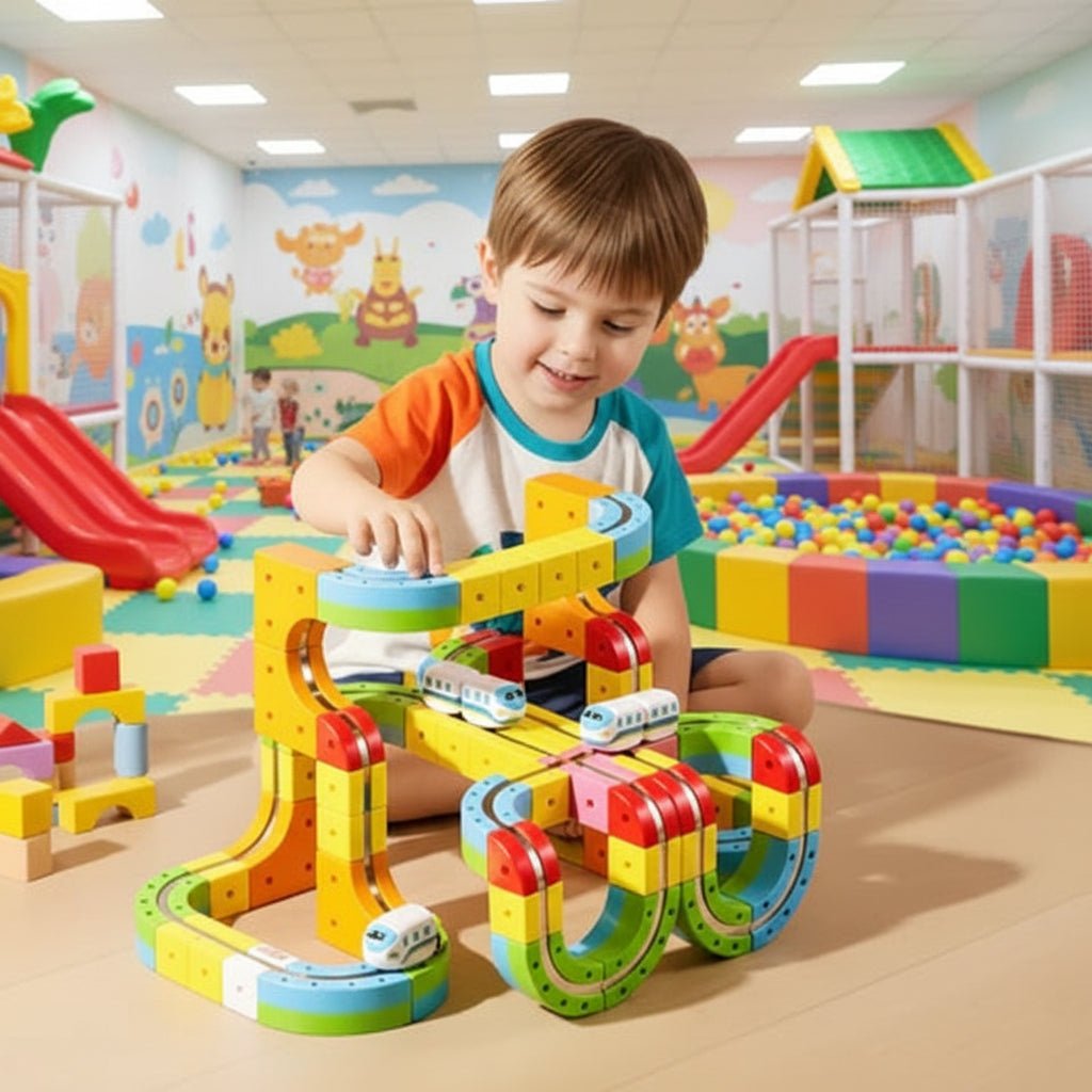 NovaRail 3D Eisenbahn-Bausatz für Kinder mit wiederaufladbarer Lokomotive