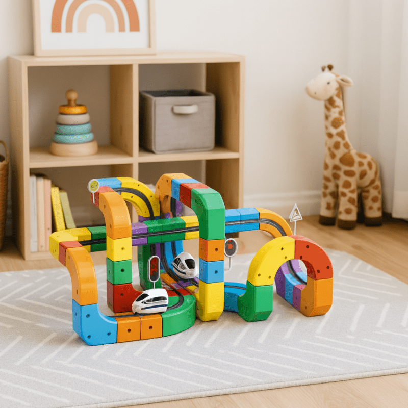NovaRail 3D Eisenbahn-Bausatz für Kinder mit wiederaufladbarer Lokomotive