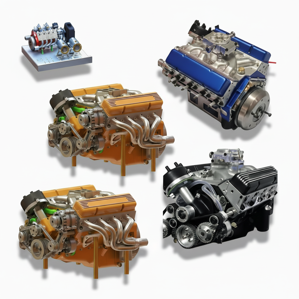 Model figurky motoru V8 na benzín pro vystavení a sbírání
