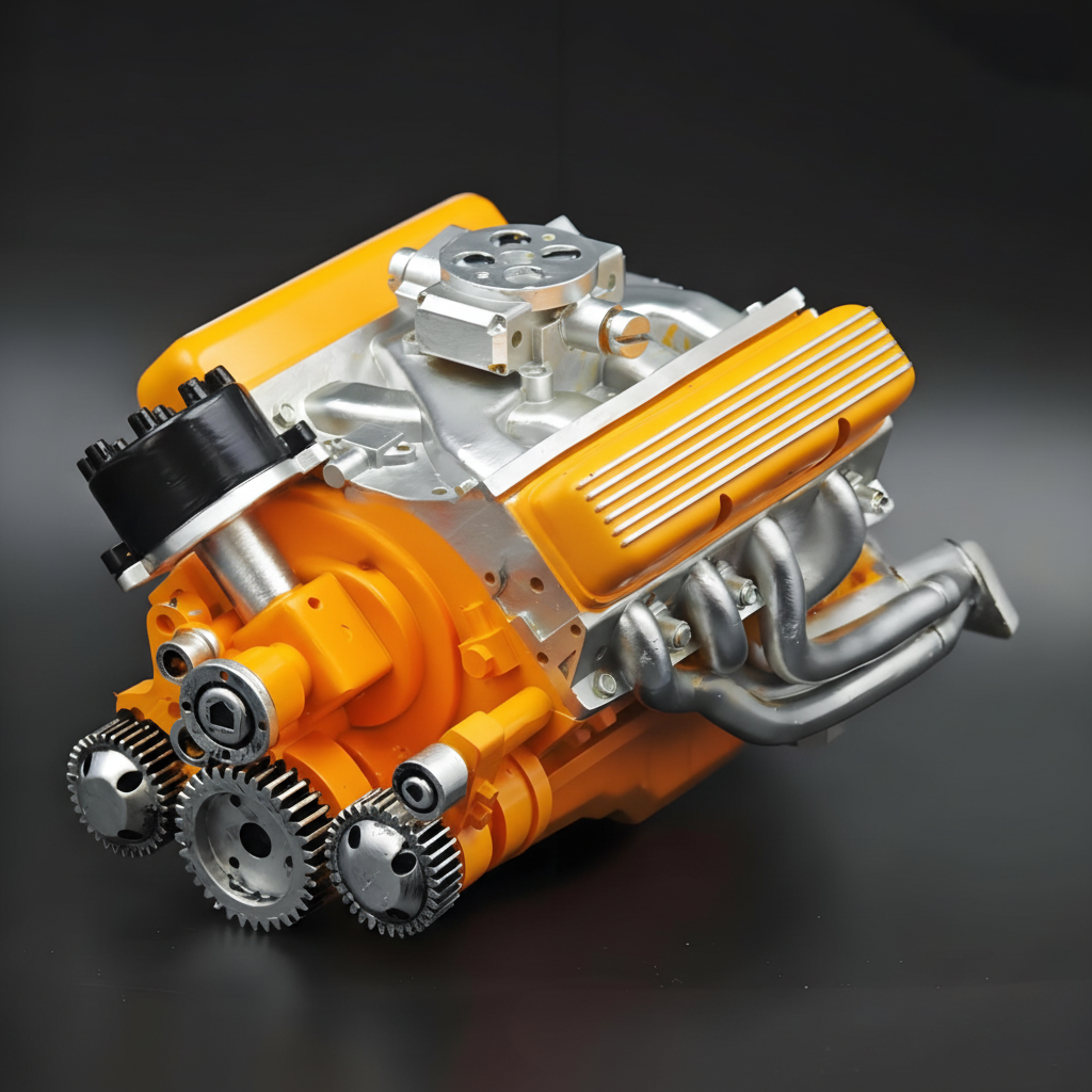 Model figurky motoru V8 na benzín pro vystavení a sbírání