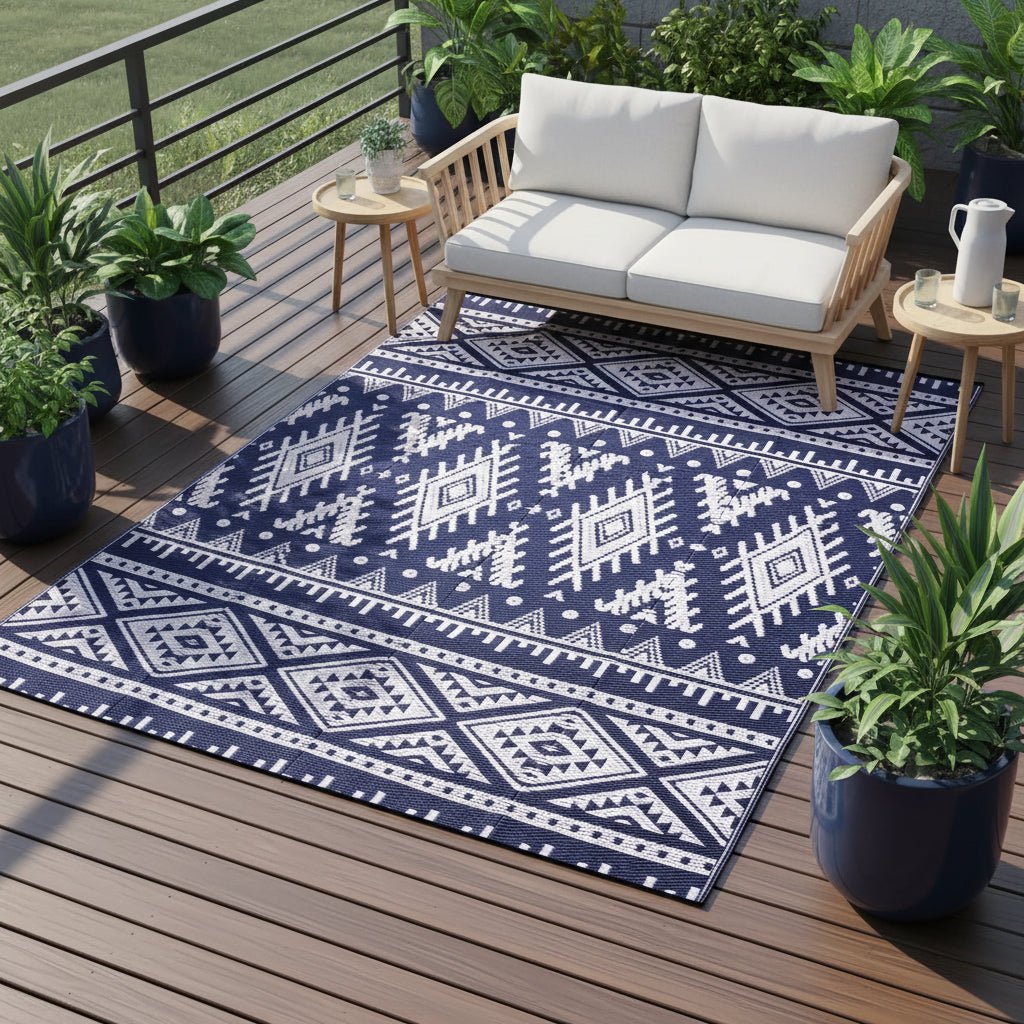 Weavento Robuste, wasserdichte, wendbare Outdoor-Kunststrohmatte für Terrasse und Picknick