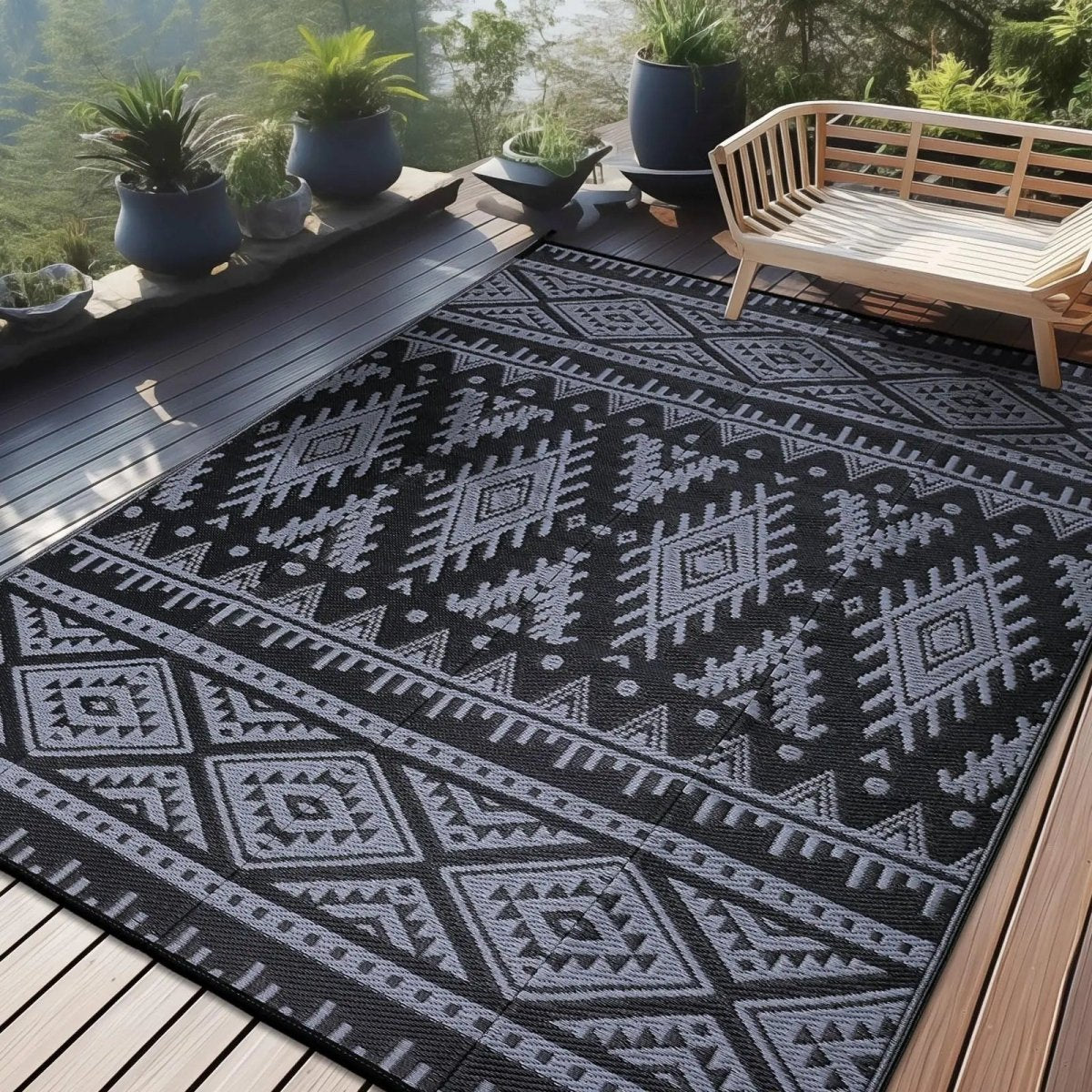 Weavento Robuste, wasserdichte, wendbare Outdoor-Kunststrohmatte für Terrasse und Picknick