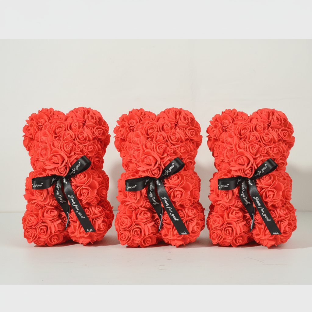 Valentine's Day Foam Rose Bear Gift With Artificial Flowers