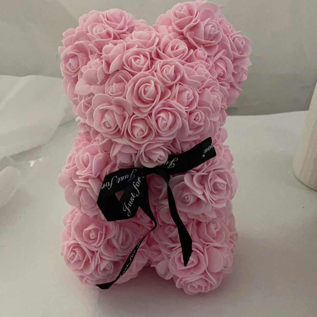 Valentine's Day Foam Rose Bear Gift With Artificial Flowers