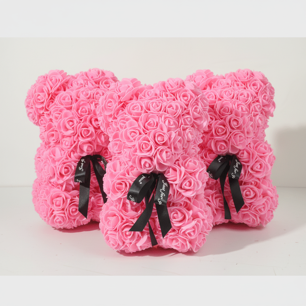 Valentine's Day Foam Rose Bear Gift With Artificial Flowers