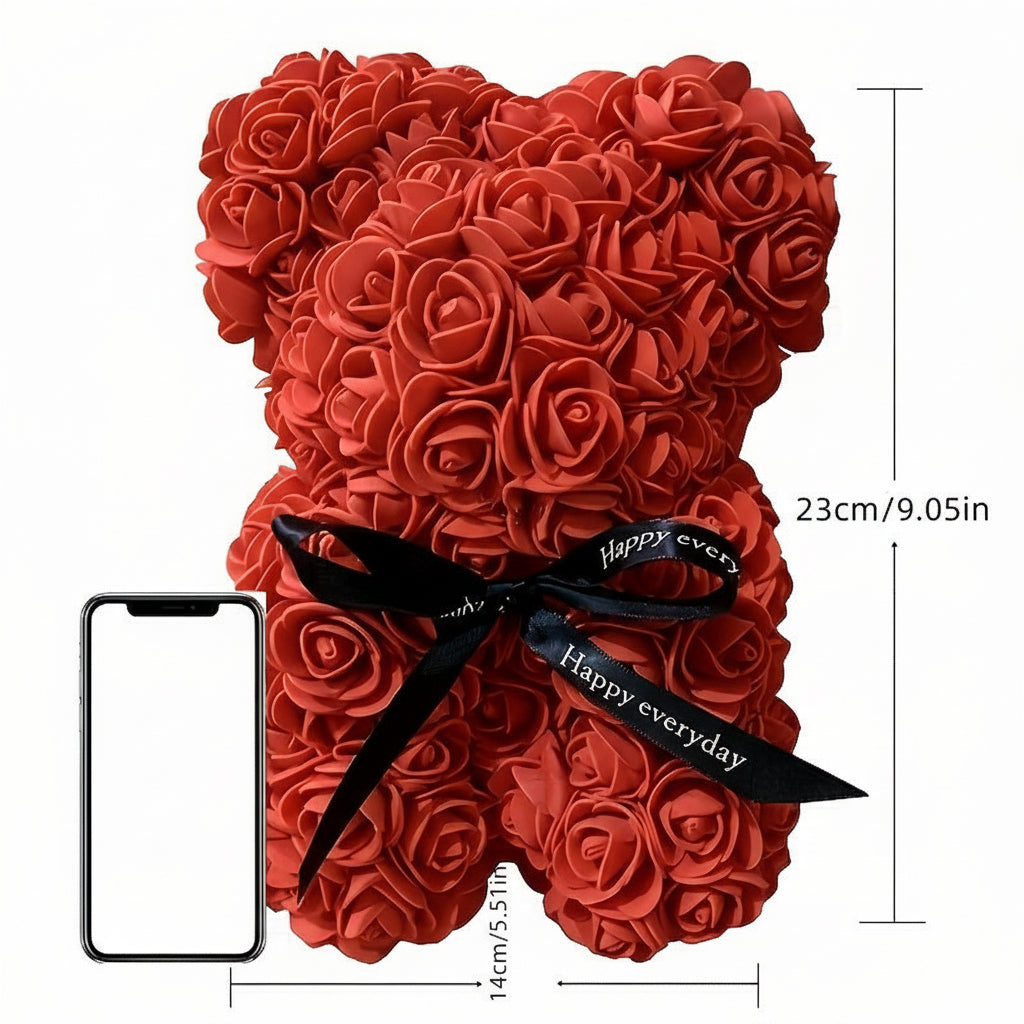 Valentine's Day Foam Rose Bear Gift With Artificial Flowers