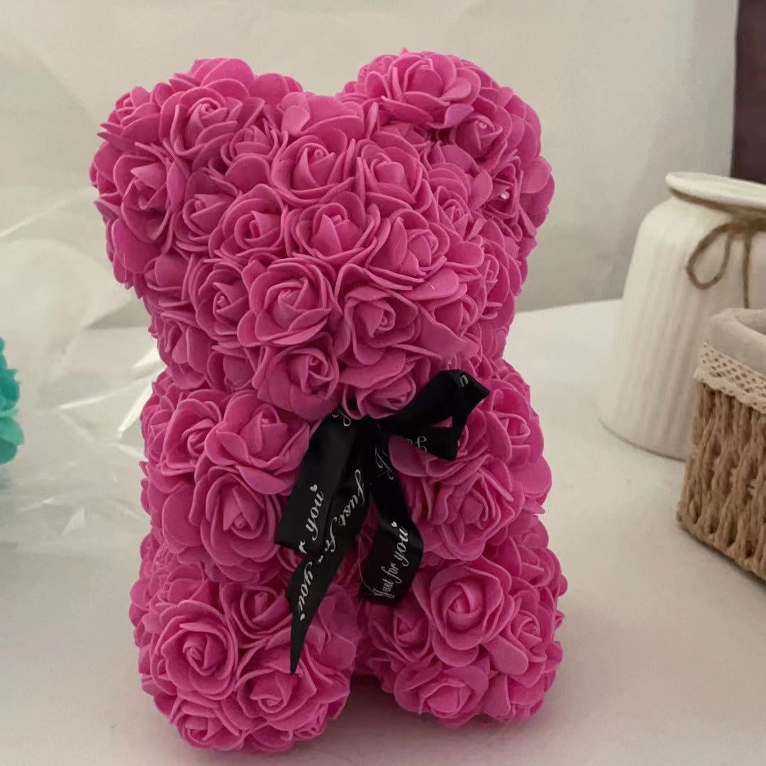 Valentine's Day Foam Rose Bear Gift With Artificial Flowers