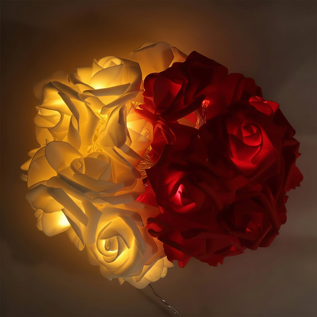 Řetězová světla s růžemi na baterie pro romantickou domácí výzdobu