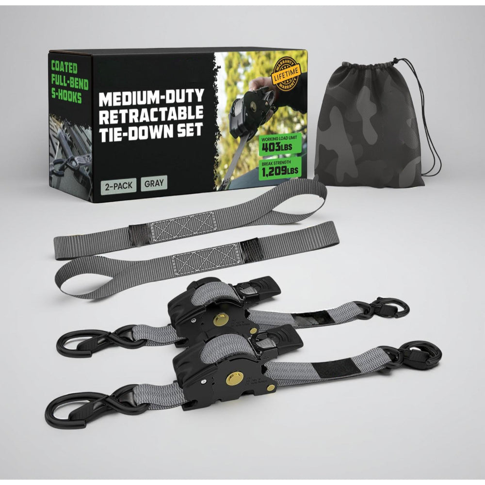 Ratchet Straps Cargo Tie Down Set With Retractable Hooks Heavy Duty