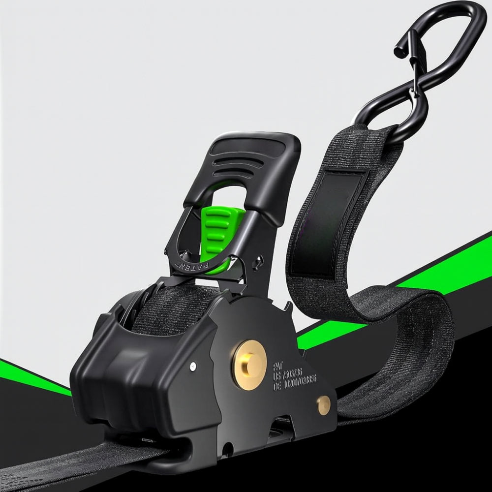Ratchet Straps Cargo Tie Down Set With Retractable Hooks Heavy Duty