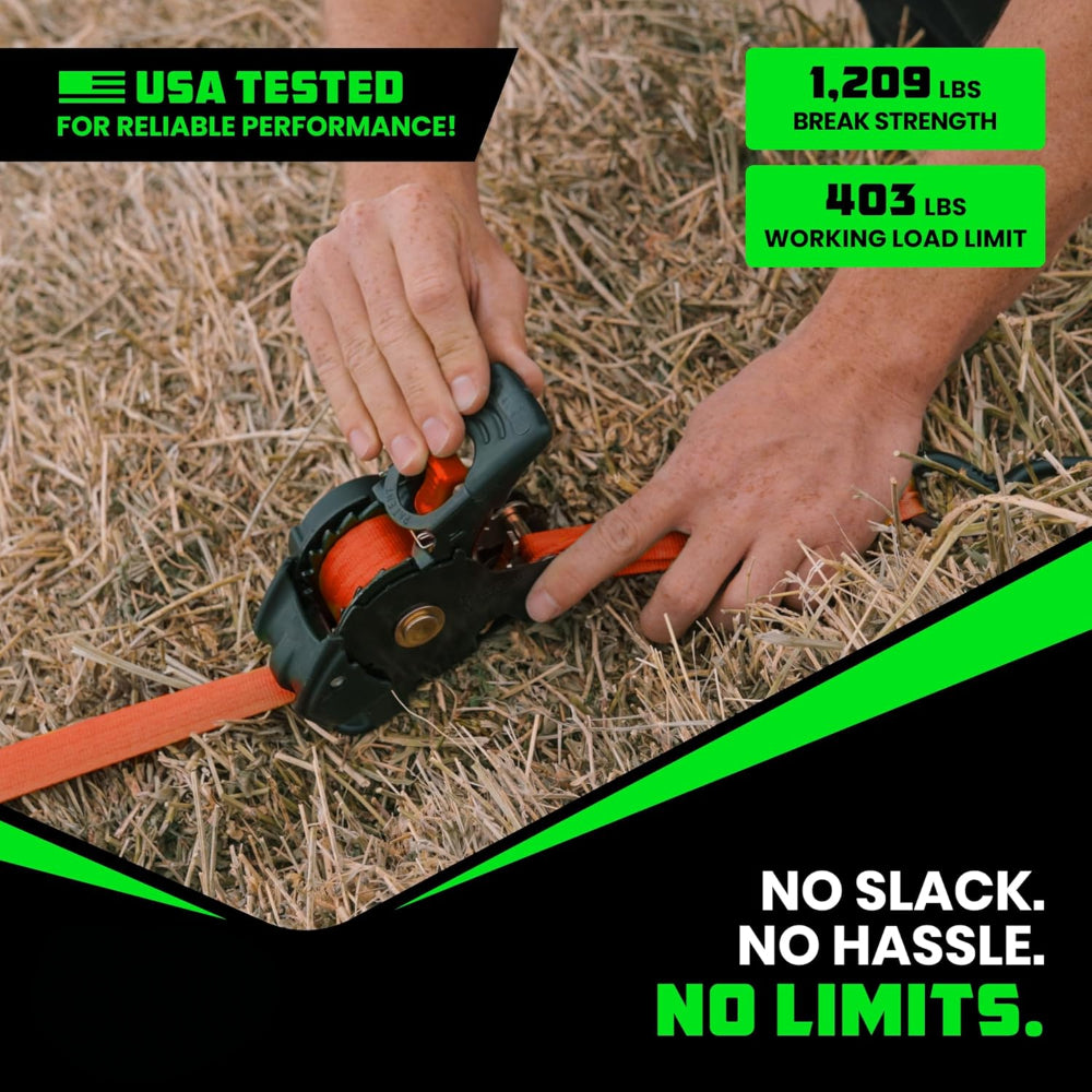 Ratchet Straps Cargo Tie Down Set With Retractable Hooks Heavy Duty