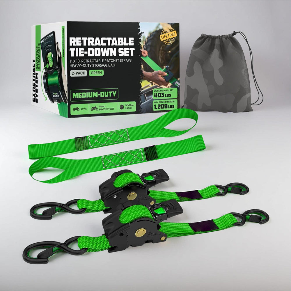 Ratchet Straps Cargo Tie Down Set With Retractable Hooks Heavy Duty