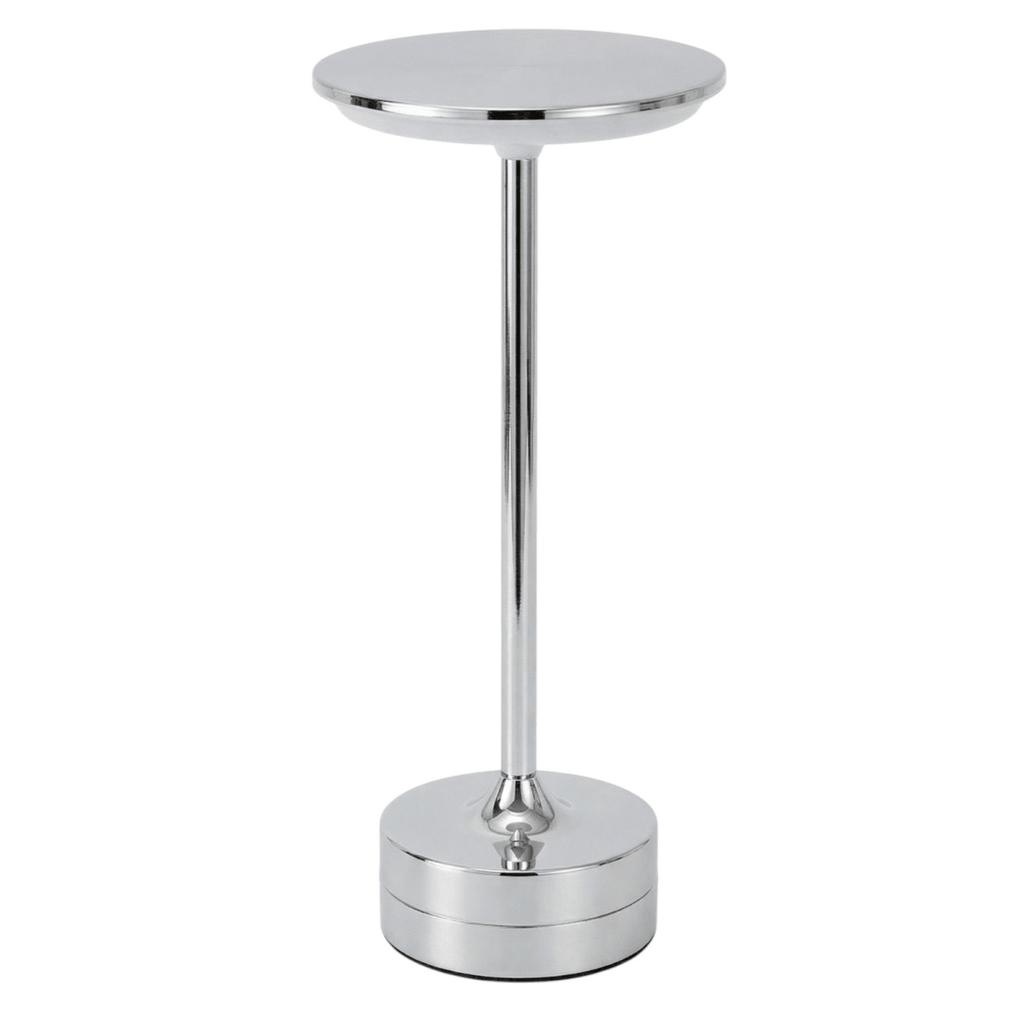 Lámpara de mesa LED recargable inalámbrica con control táctil acabado en cromo | Rosalyssa
