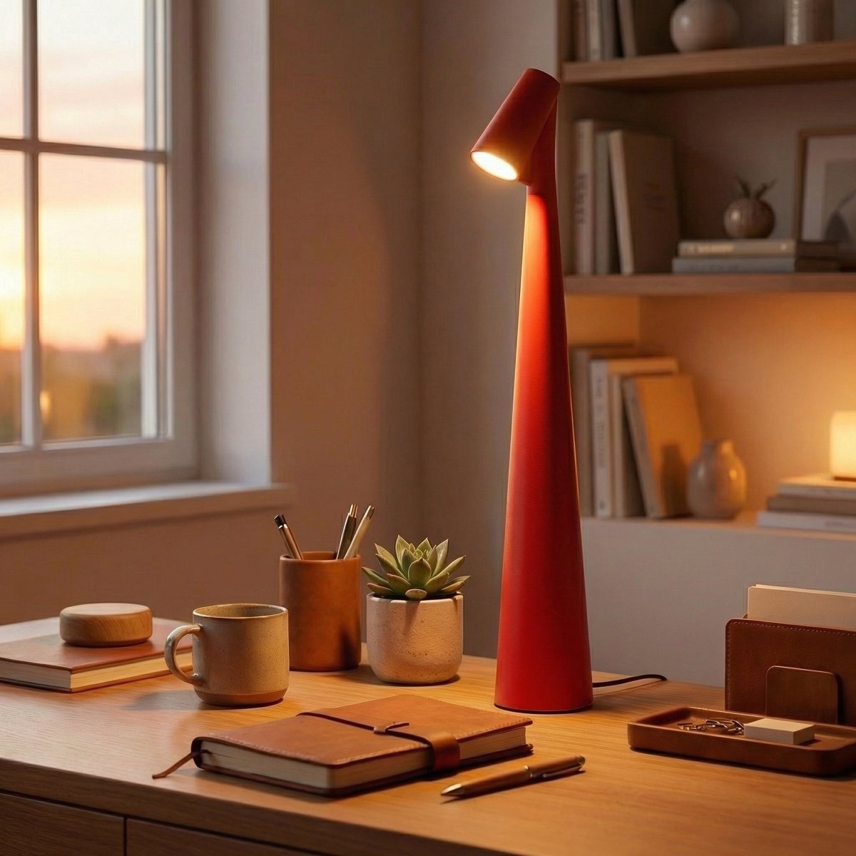 Genopladelig kegleformet LED-bordlampe med berøringskontrol, 12 tommer høj | Rosalyssa