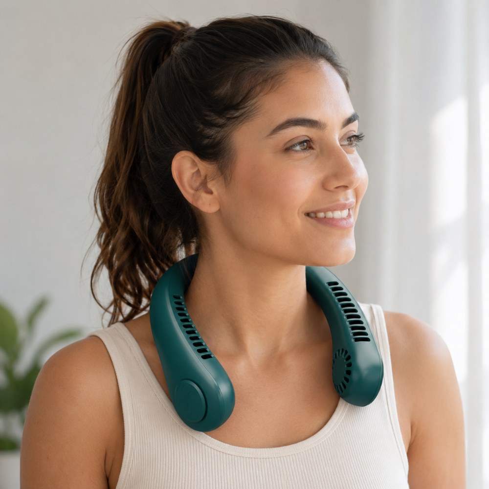 Rechargeable Neck Fan With Hands-Free Wearable Design