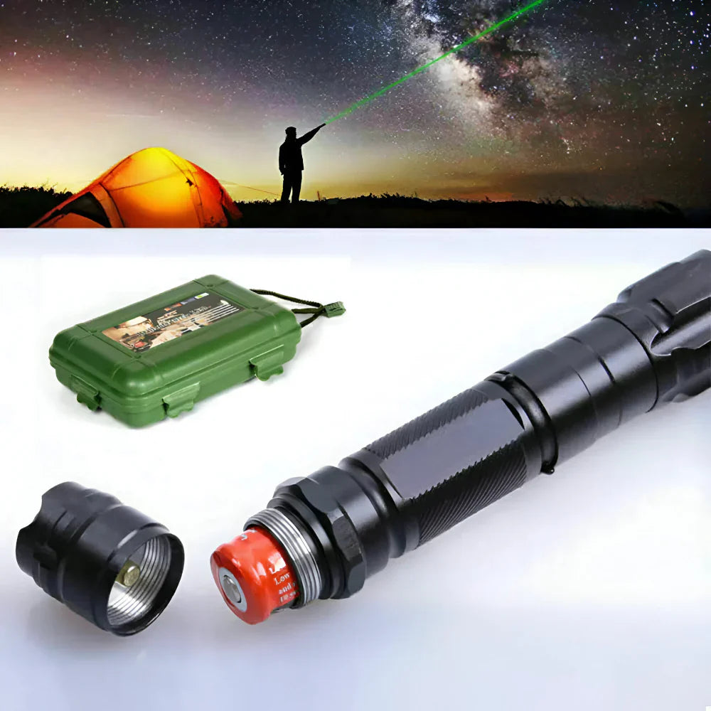 Indicator laser verde cu rază lungă, cu baterie reîncărcabilă