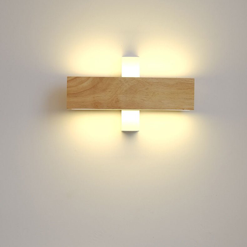 ضوء حائطي LED مستطيل بتشطيب خشبي طبيعي 12 × 6 بوصات | روزاليسا