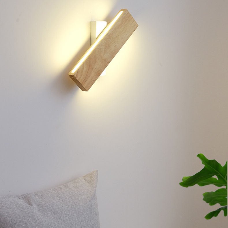 ضوء حائطي LED مستطيل بتشطيب خشبي طبيعي 12 × 6 بوصات | روزاليسا