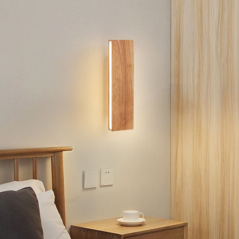 ضوء حائطي LED مستطيل بتشطيب خشبي طبيعي 12 × 6 بوصات | روزاليسا