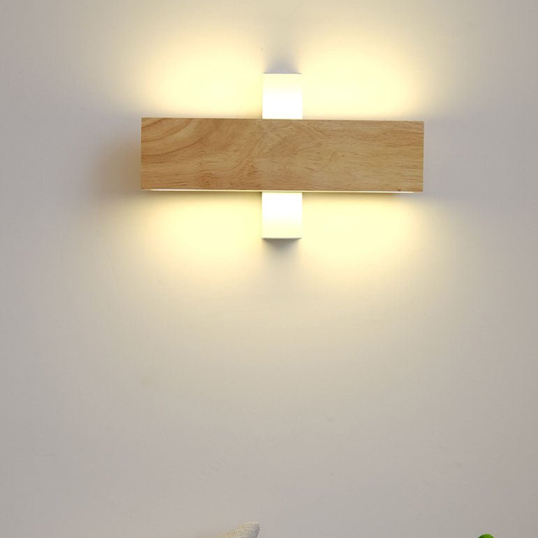 ضوء حائطي LED مستطيل بتشطيب خشبي طبيعي 12 × 6 بوصات | روزاليسا